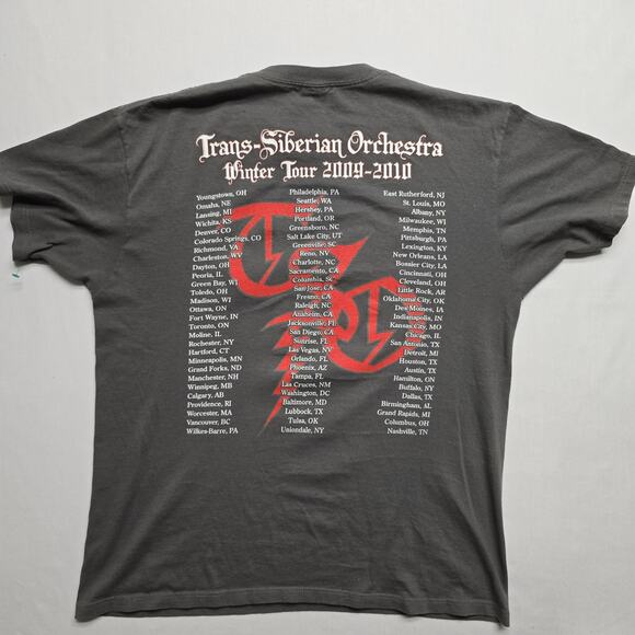 Trans Siberian Orchestra Shirt Mens XL Charcoal Concert Winter Tour 2009 2010 - Picture 5 of 8